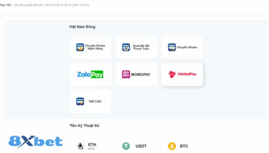 Giao dịch nạp rút tiền an toàn và tiện lợi tại 8xbet